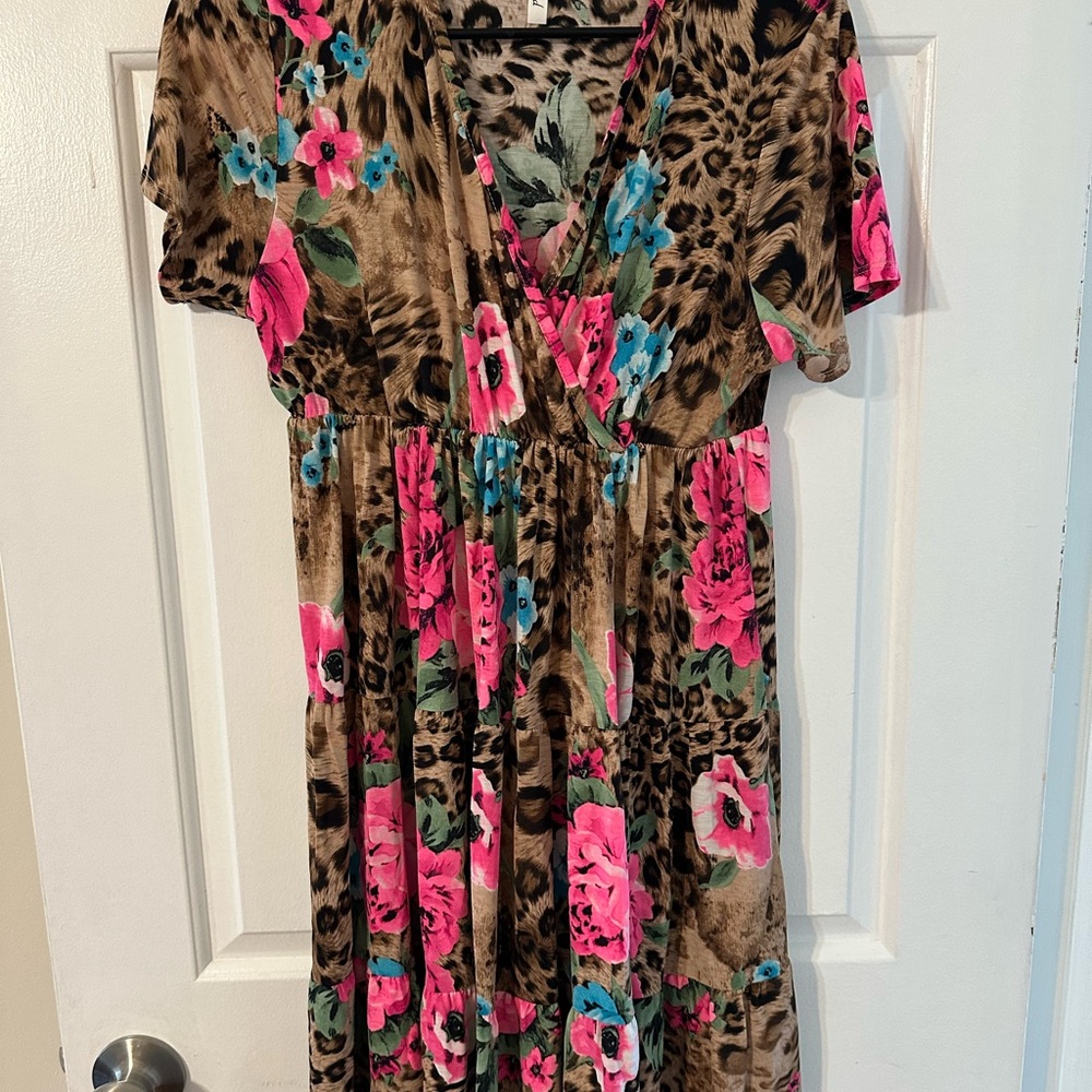 Floral Leopard Print Dress